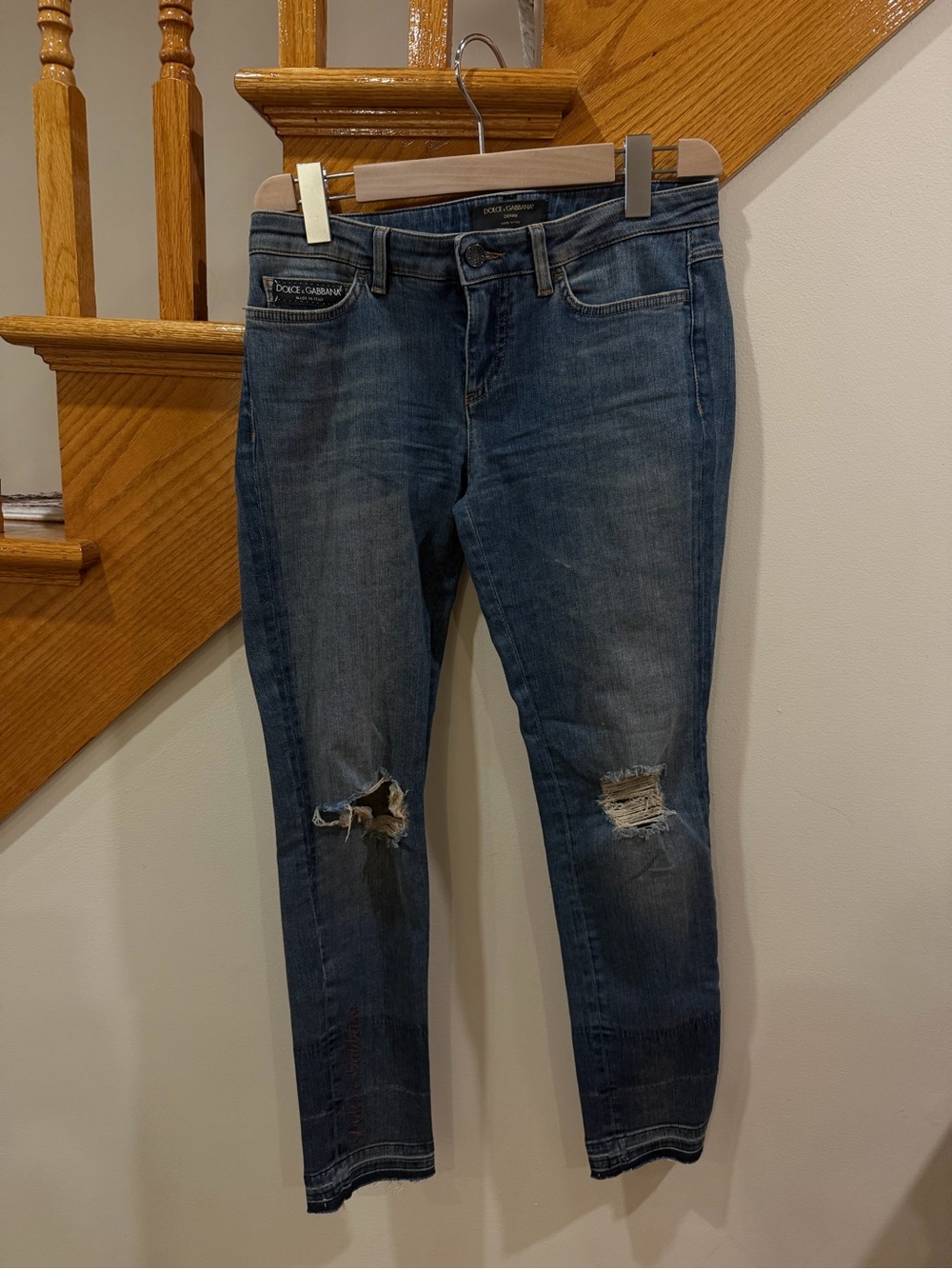 Dolce & Gabbana Women's Blue Distressed Skinny Jeans